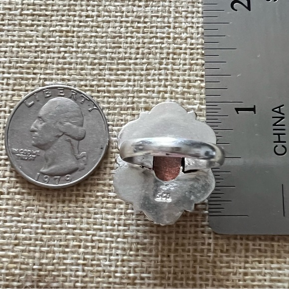 New Sandstone Goldstone Silver Overlay Ring Size 7.5 - 7.75 - Picture 6 of 7